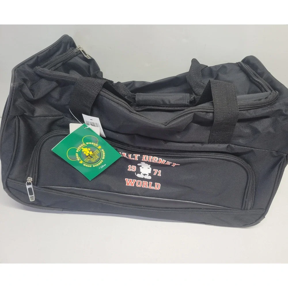 Walt Disney World Mickey Mouse 1971 Black Rolling Duffel Bag Travel Luggage‎ NWT